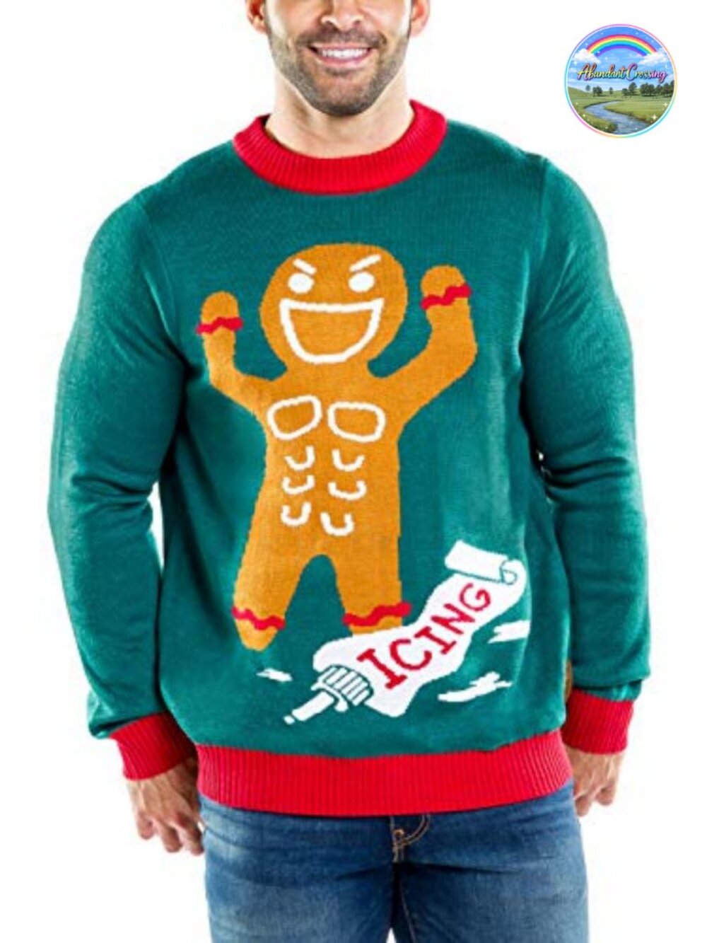 Mens Ugly Christmas Sweater Pullover Crew Neck Long Sleeve Holiday Party